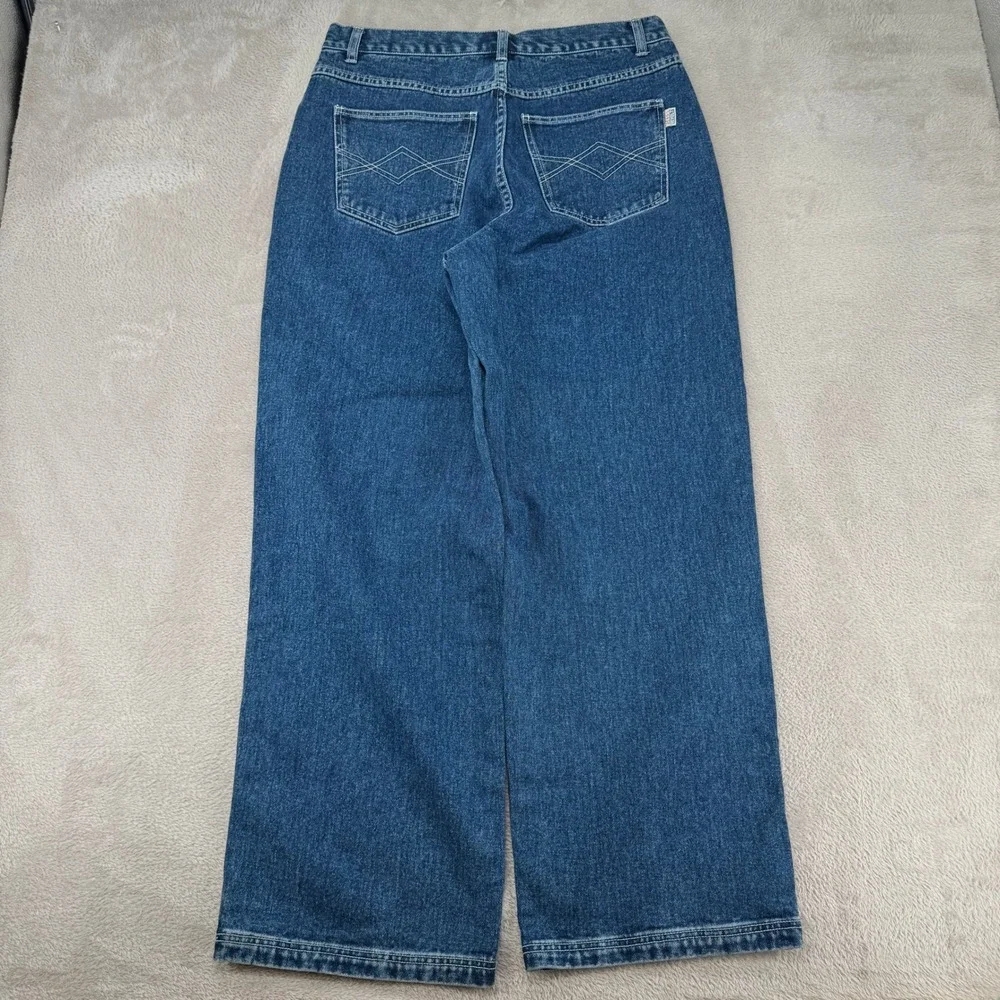 NWT VTG 90s‎ Revolt Wide Leg Jeans Womens 16 Blue Denim Striped High Rise Baggy